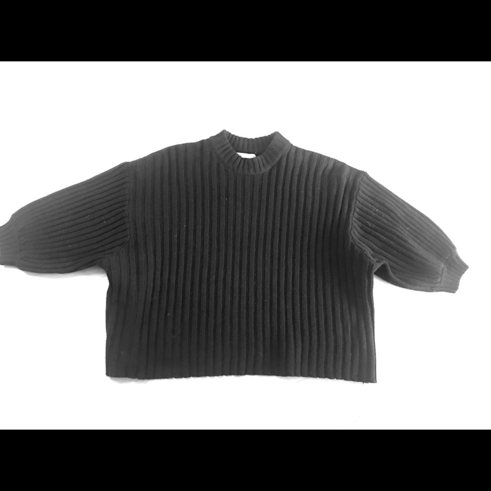 Mock neck rib sweater